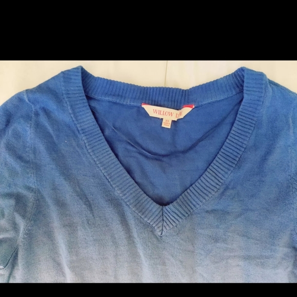 Dip Dye V-Neck Sweater Size XS Beautiful Colors: Blue/Green, Waist Tie.  New! - Picture 7 of 10